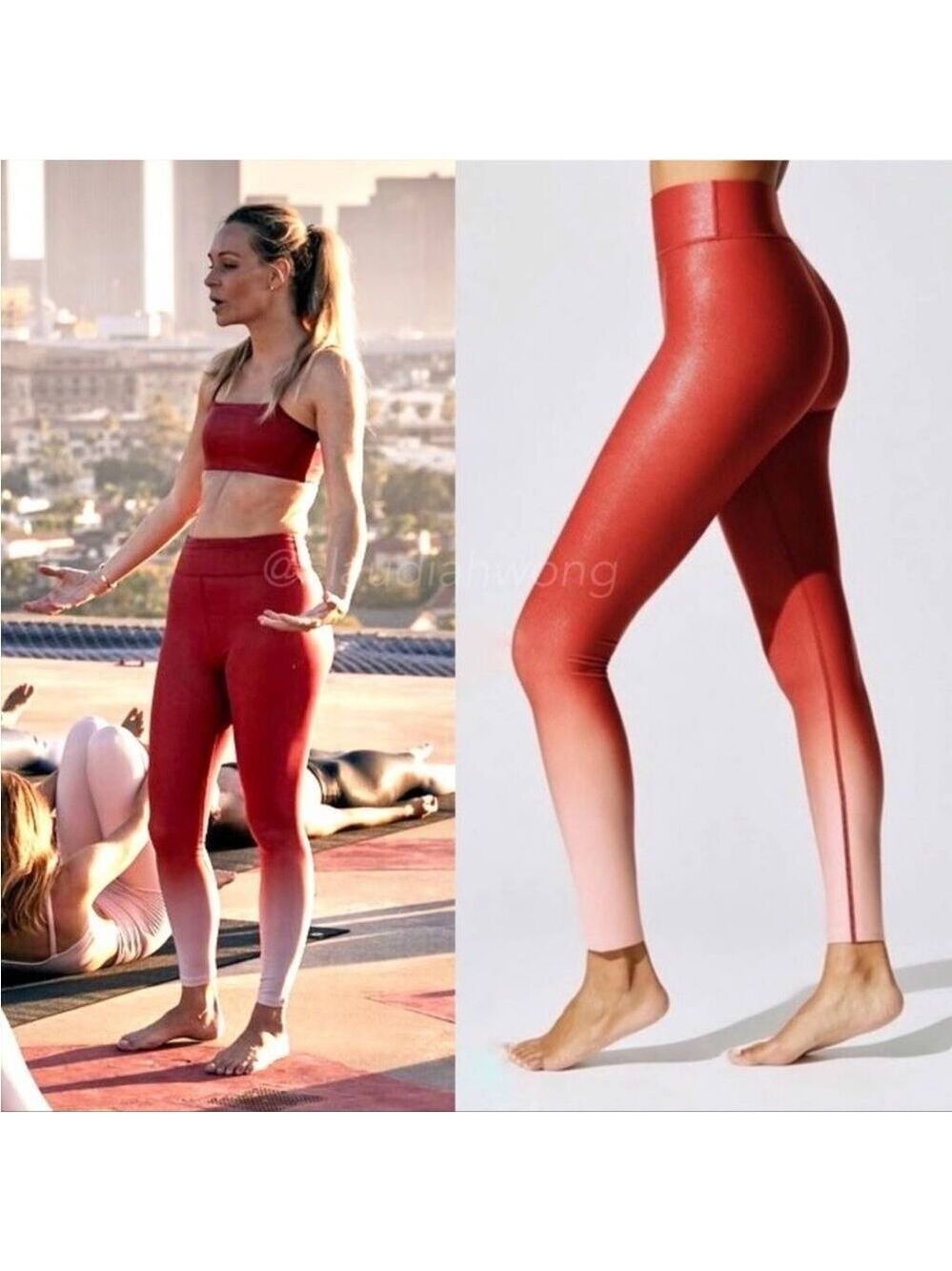 ✨RARE✨ CARBON38 Crystalline Ombre Shine High Rise Leggings in Jasper Red Large